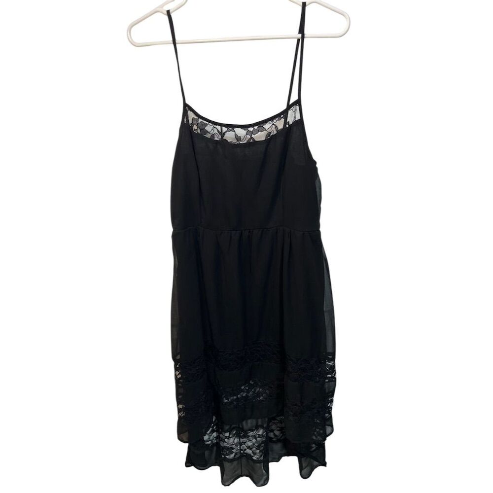 Band of Gypsies Women's XL Black Lace Skater Dress Sleeveless V-Neck Goth Style